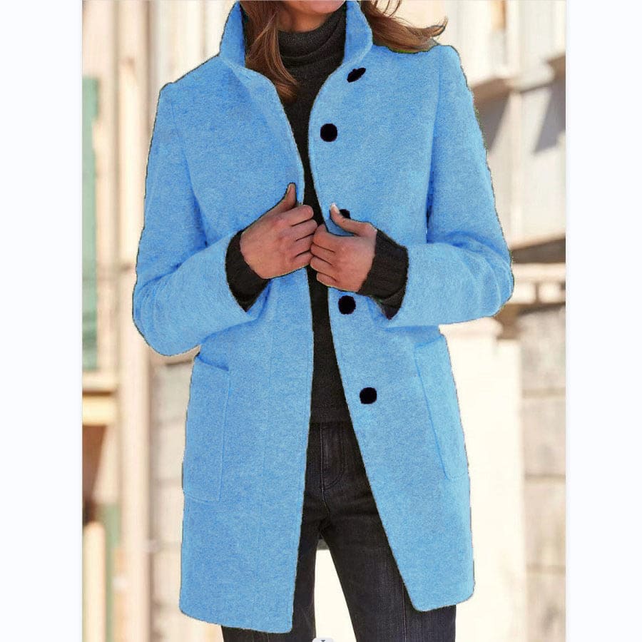 Suzanne | Stand Collar Single Breasted Longline Coat
