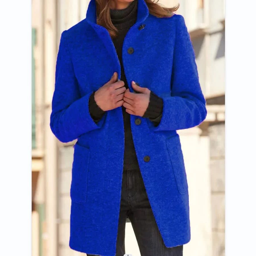 Suzanne | Stand Collar Single Breasted Longline Coat