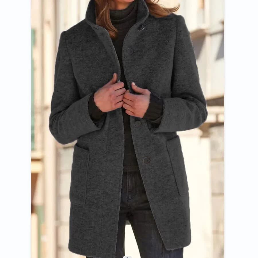 Suzanne | Stand Collar Single Breasted Longline Coat