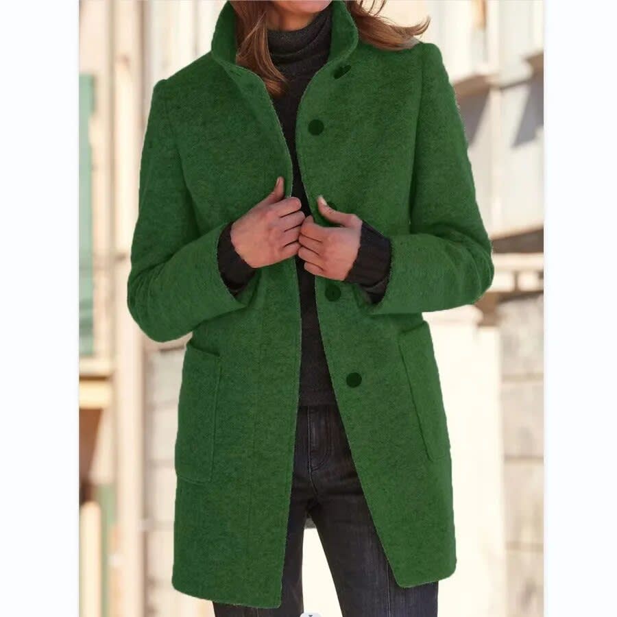Suzanne | Stand Collar Single Breasted Longline Coat