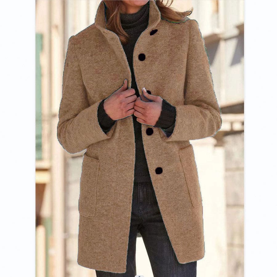 Suzanne | Stand Collar Single Breasted Longline Coat