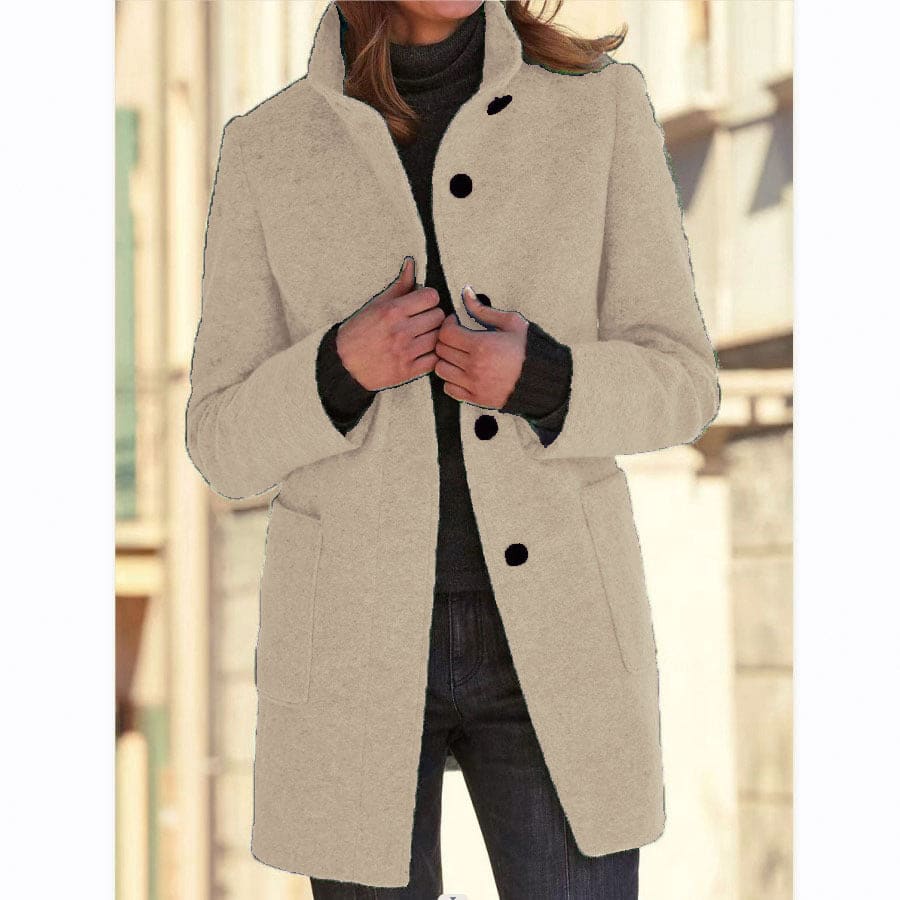 Suzanne | Stand Collar Single Breasted Longline Coat