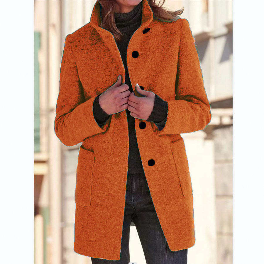Suzanne | Stand Collar Single Breasted Longline Coat