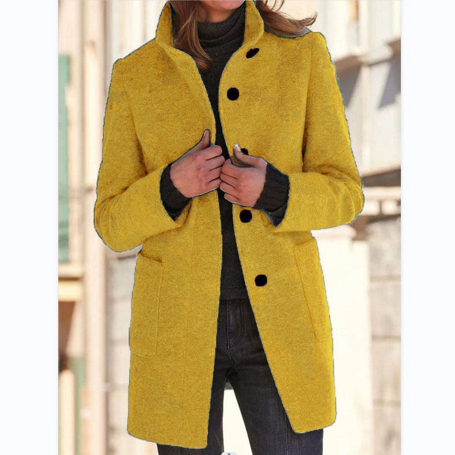 Suzanne | Stand Collar Single Breasted Longline Coat